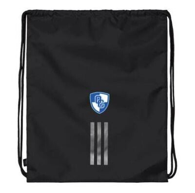 Black Adidas drawstring bag with Oak Creek Shield logo