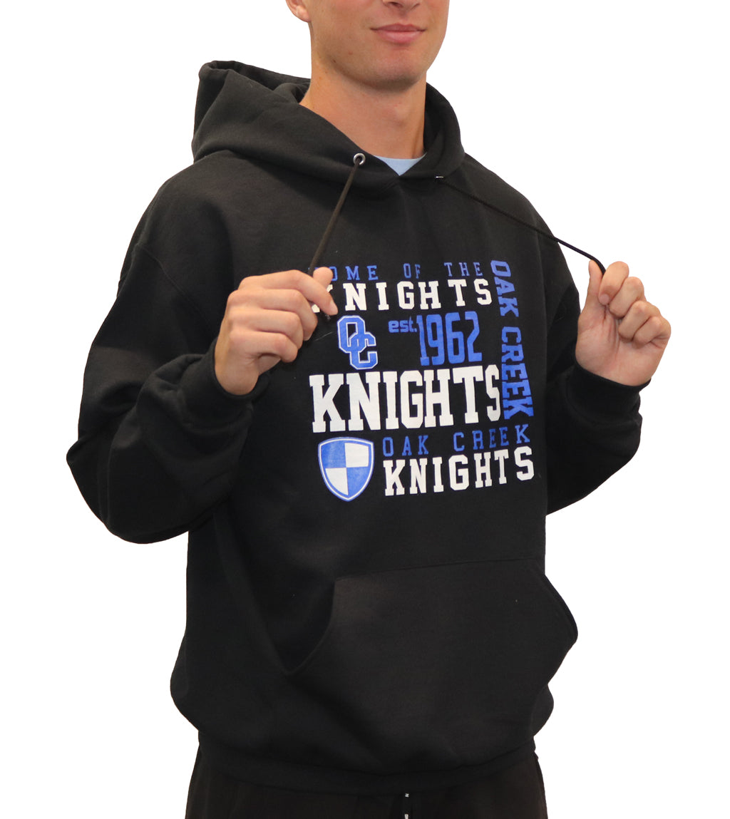 Black hooded Sweatshirt with knights and shield