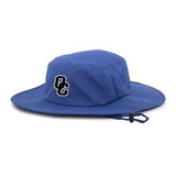 Royal blue bucket hat with an embroidered black and white OC logo on front of hat.