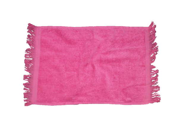 Pink towel with fringes at both end