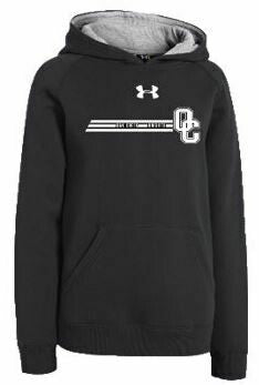 Black Under Armour Sweatshirt. 3 slanted lines across upper middle; OC logo at end